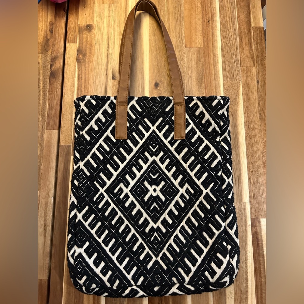 Lovestitch boho black and white tote bag